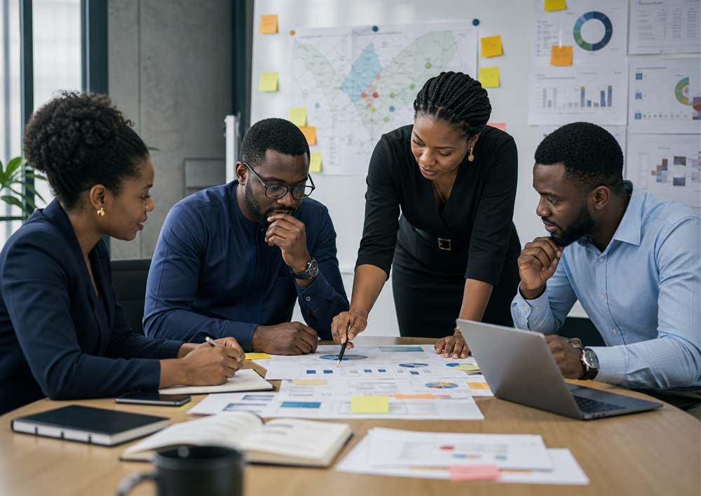 Consultants reviewing organisational diagnostic frameworks